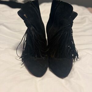 Christian Louboutin Black Suede Fringe Booties